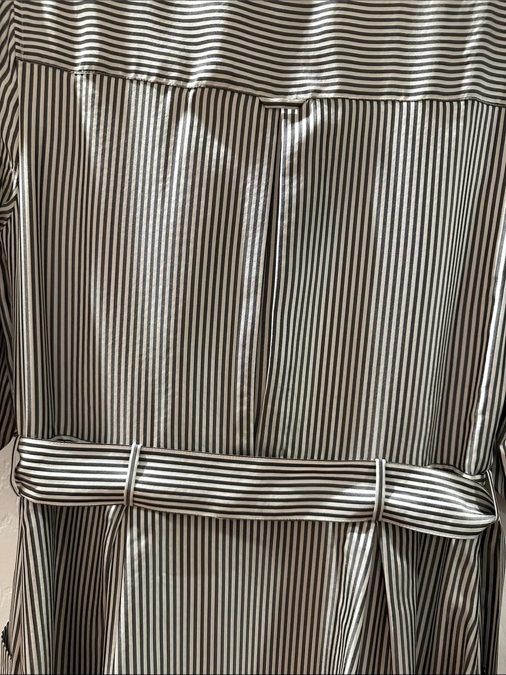 J. Crew Silk Black and White Striped Button-Front Shirt Dress